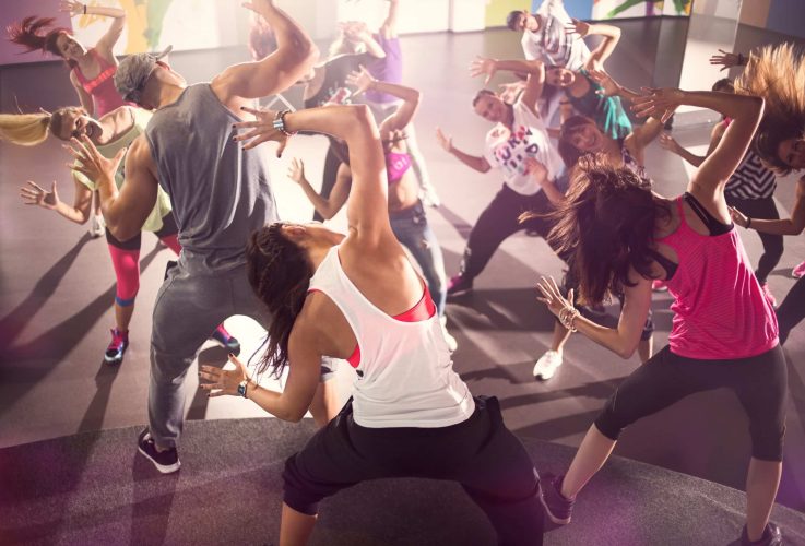 group of dancer at Zumba fitness training in studio